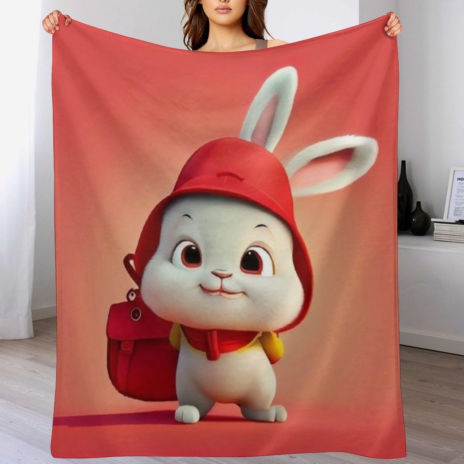 Couverture Lapin en flannel polaire pour réchauffer vos nuits fraîches sur le lit ou canapé