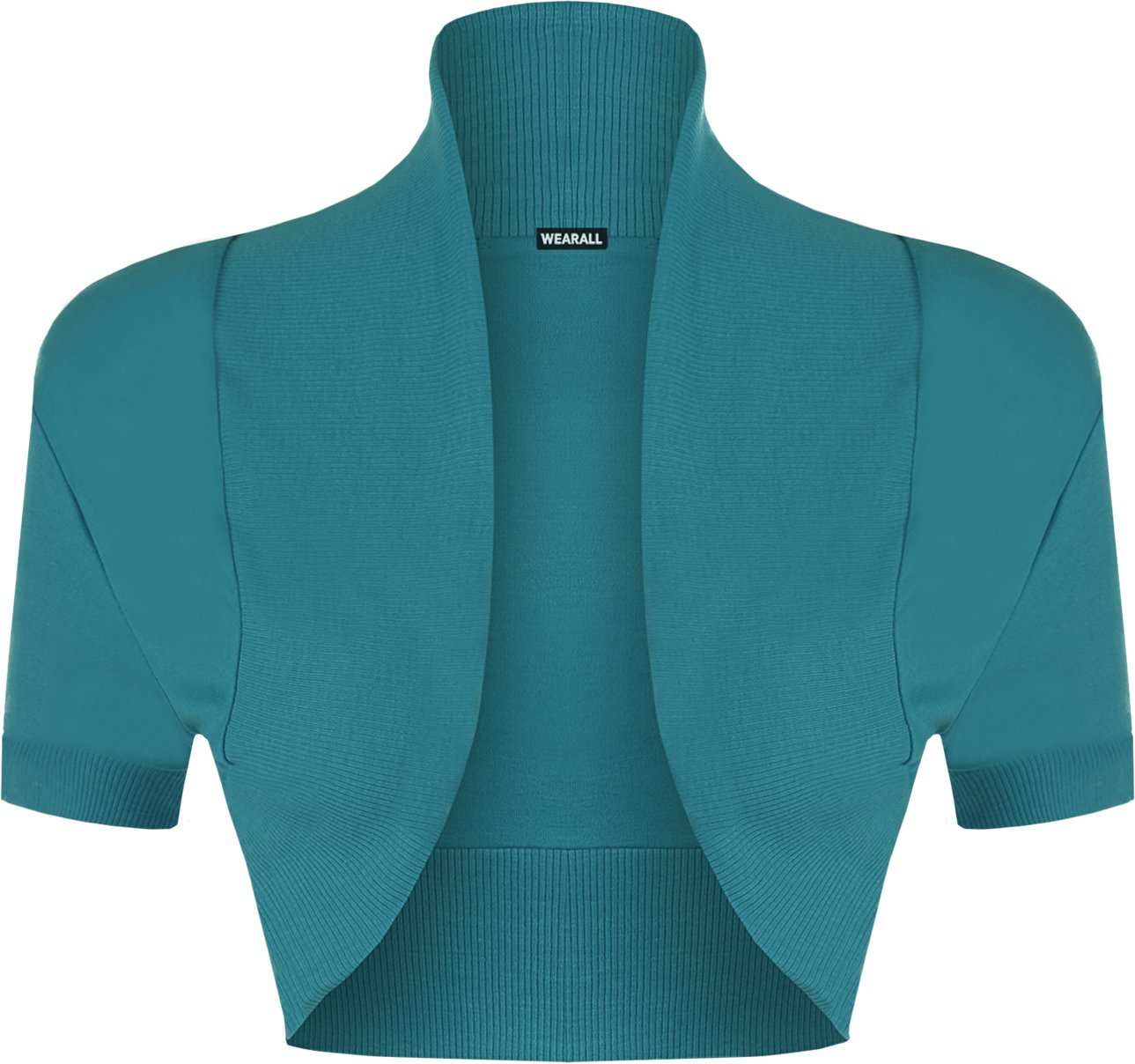 GOSTYLES® Ladies Shrug Short Sleeve Cotton Bolero Top, Womens Lightweight Summer Cardigan Open Front Cropped Jacket (Teal, 12-14)