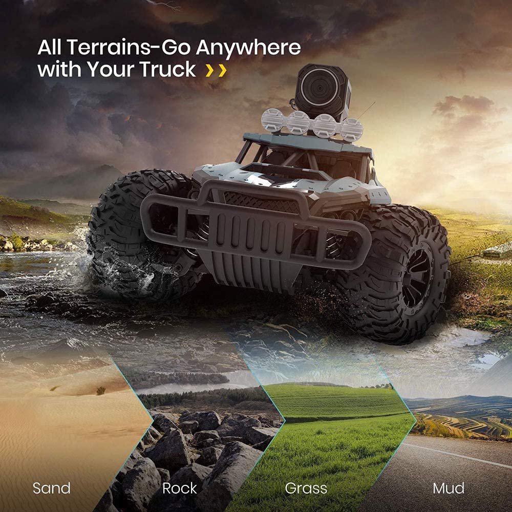 RC Cars 1/16 Scale Off-Road Remote Control Truck Remote Control Car with 720P HD FPV Camera High Speed Monster Trucks for Kids Adults Gift for Boys and Girls