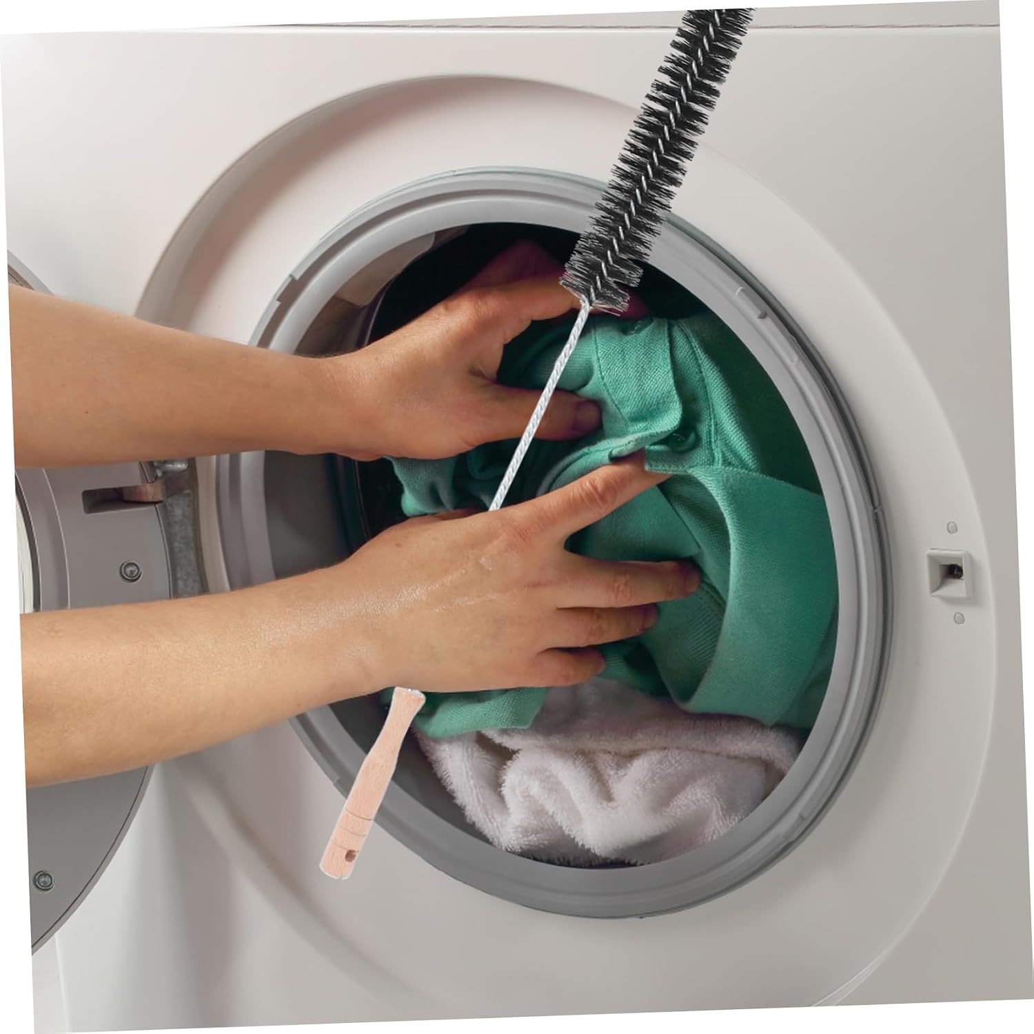 OUNONA 2Pcs Washing Machine and Dryer Cleaner Brushes with Wooden Handle Multipurpose Pipe Cleaning Brushes for Chimney Dryer Vent and Washer Tub Maintenance