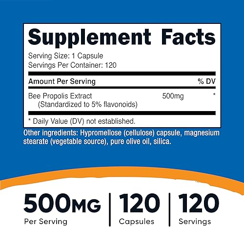 Miniatura 2 de Nutricost Suplemento de propóleo de abeja con 5% de flavonoides (500 mg  120 cápsulas)