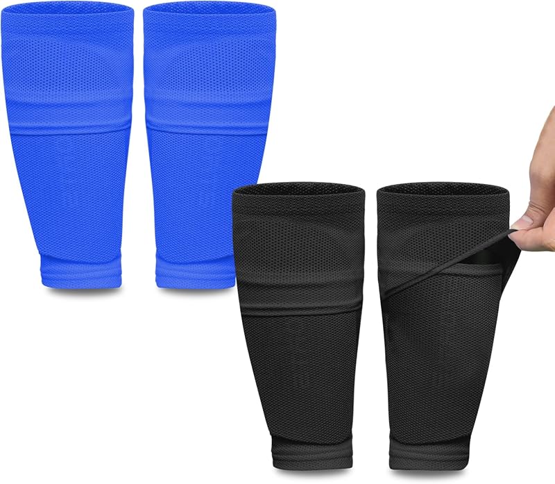 2 Pairs Kids Youth Soccer Shin Guard Sleeves for Ages 3‑15 | Optimized Insert Pocket, Breathable Mesh Fabric for Boys Girls Children Teens, Soccer Training & Games