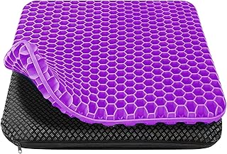 Seat Cushion, Silicone Rubber Seat Pillow, Gel Orthopedic Seat Cushion with Non Slip Cover, Gel Silicon Pad for Car, Offic...