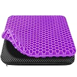 Sitzkissen bürostuhl，Orthopädisches Gel Sitzkissen für Bürostuhl und Auto, Weich und Bequem, mit Waschbarem Rutschfestem Bezug (Violett, 43 * 39 * 4) Violett 43*39*4