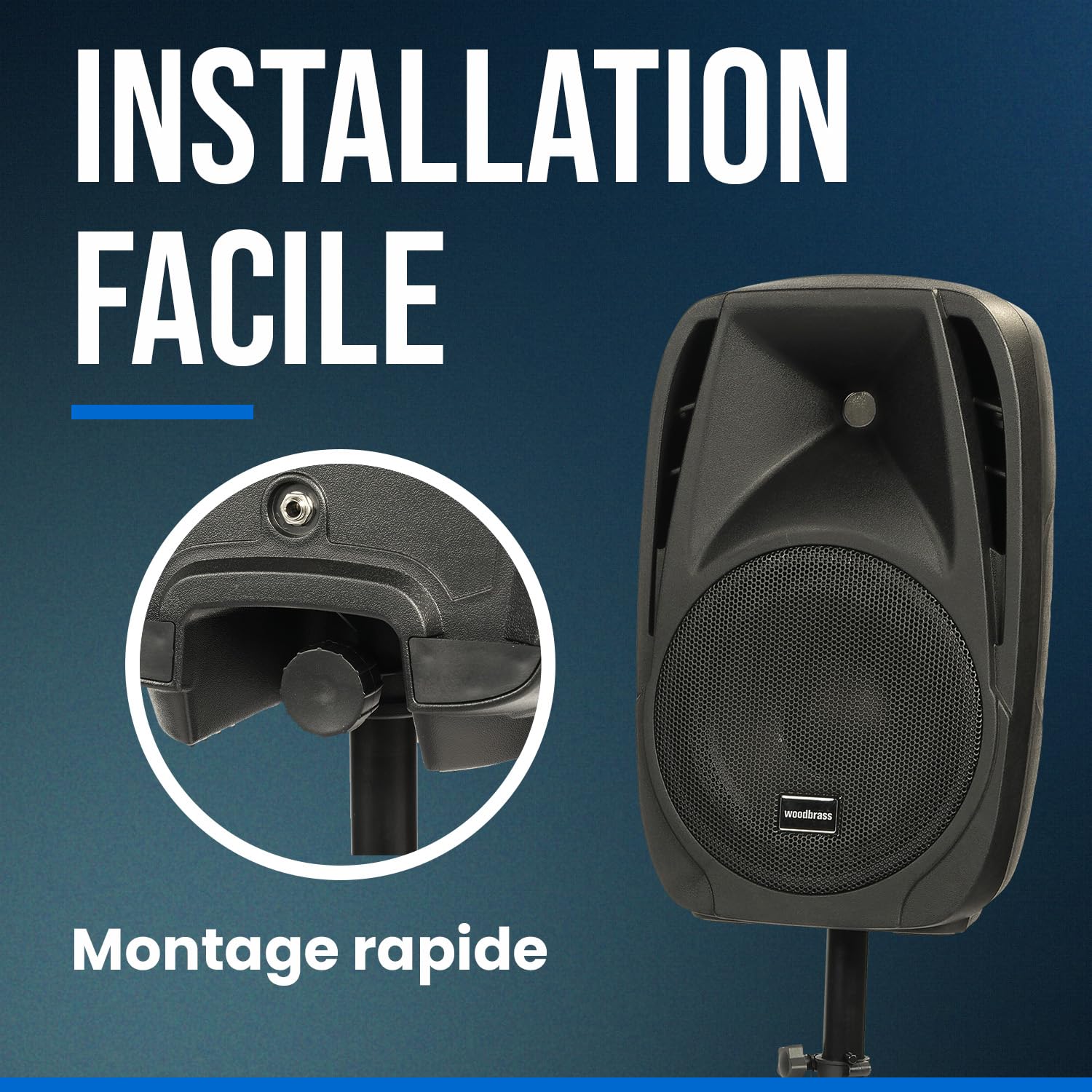 Woodbrass Stage Power 210 Kit Sonorisation Enceintes Puissantes Bluetooth 150W - 96db - Sono Mobile, Robuste, Compacte, Performante, 6 entrées, sans Fil, USB - DJ, Fête, Conférence, Fitness