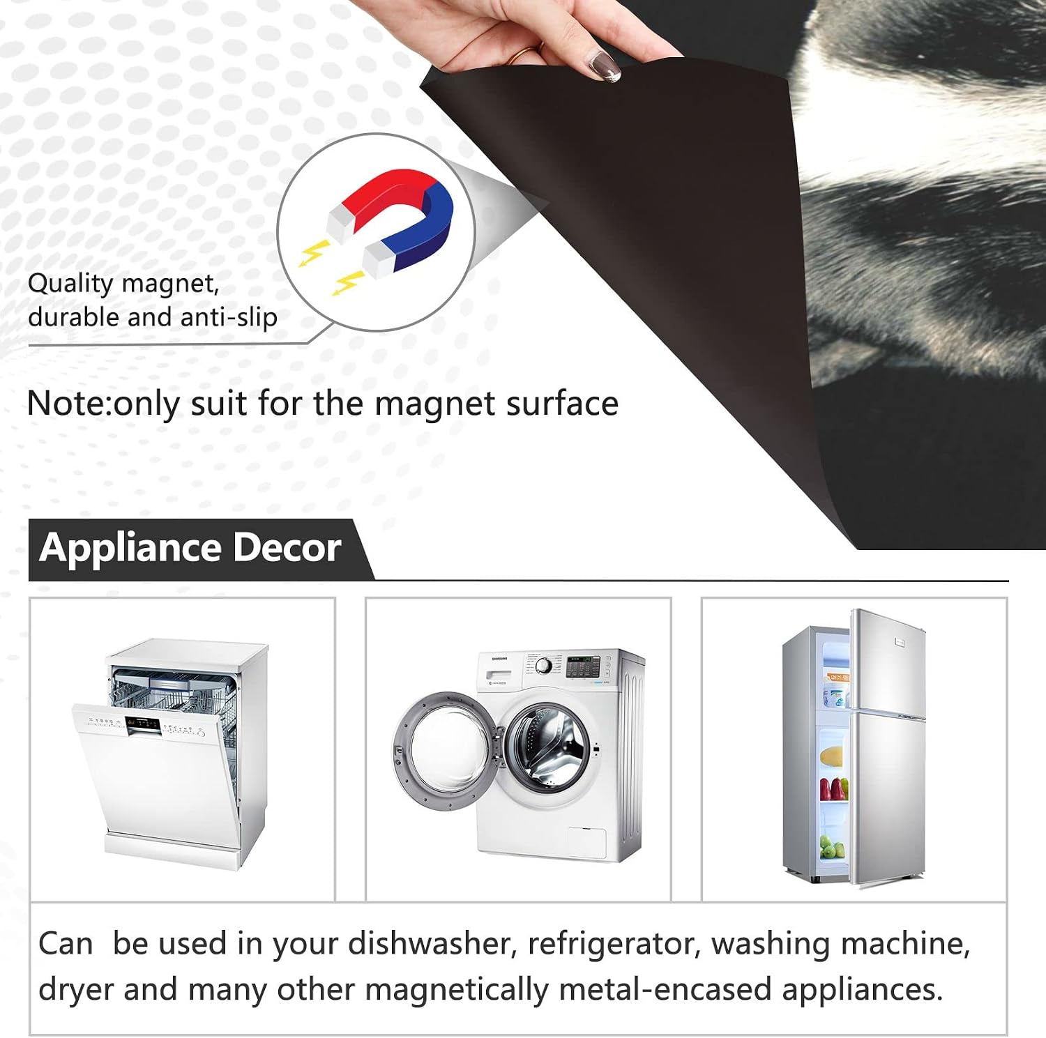 Naanle Dishwasher Magnet Cover Animal French Bulldog Front Dishwasher Cover Magnetic Home Cabinet Decals Appliances Stickers Refrigerator Decorative 23" x 26"