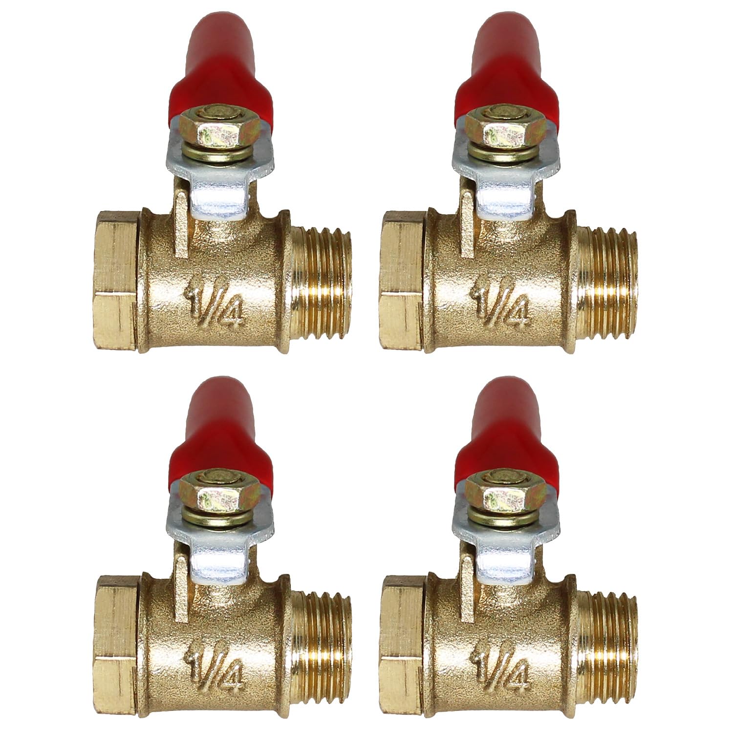 Photo 1 of **2 PACKS**Bxian 4PCS Heavy Duty Brass Ball Valve Shut Off Valve 1/4inch NPT Female x 1/4inch NPT Male Pipe Fittings Air Compressor Shut off Valve for Potable Water Air Vapour Oil Gas Applications