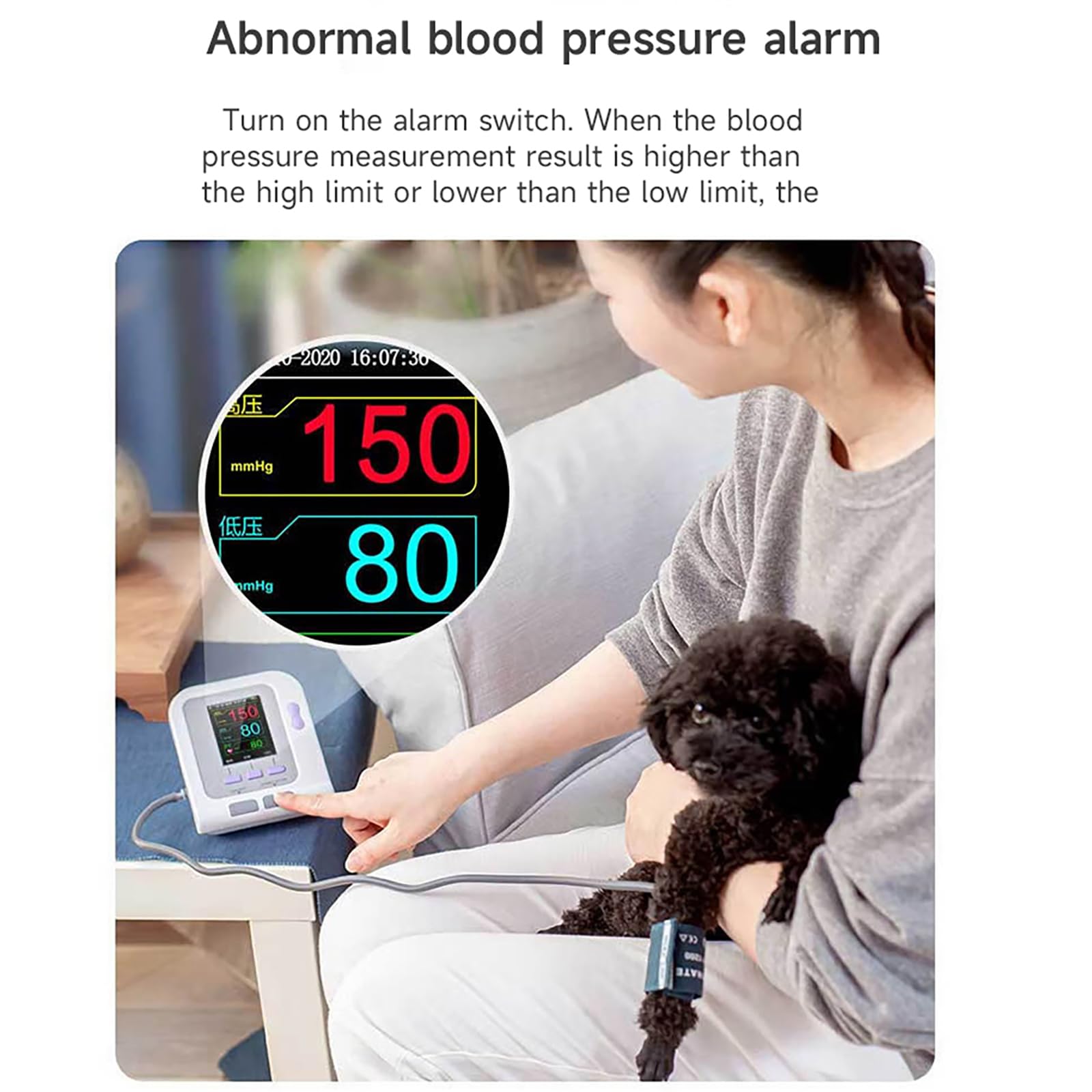 Monitor De Presión Arterial para Perros Y Gatos, Esfigmomanómetro Electrónico Digital con 3 Brazaletes Y Pantalla LCD De 2.8 Pulgadas, 3 Modos Y Memoria para 100 Registros De Datos