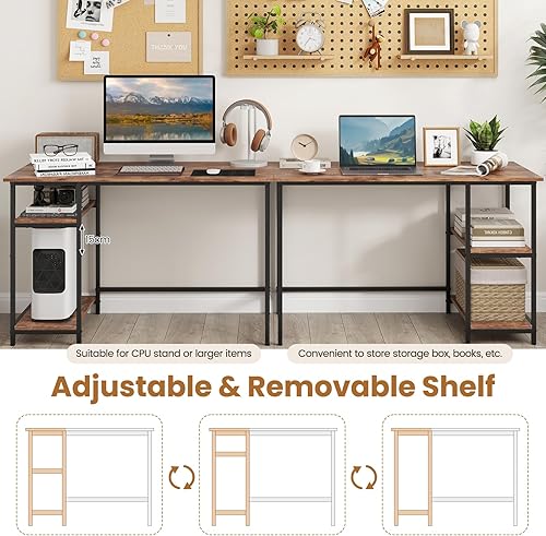 Miniatura 6 de IFANNY Escritorio para computadora, escritorio grande para juegos con estantes de almacenamiento y marco de metal, escritorio de estudio para