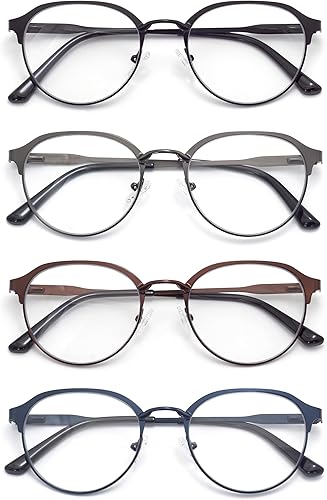 Miniatura 9 de HIGHLIKE Paquete de 5 lentes de lectura con bloqueo de luz azul para hombres, lectores de computadora con bisagra de resorte, anteojos antifatiga