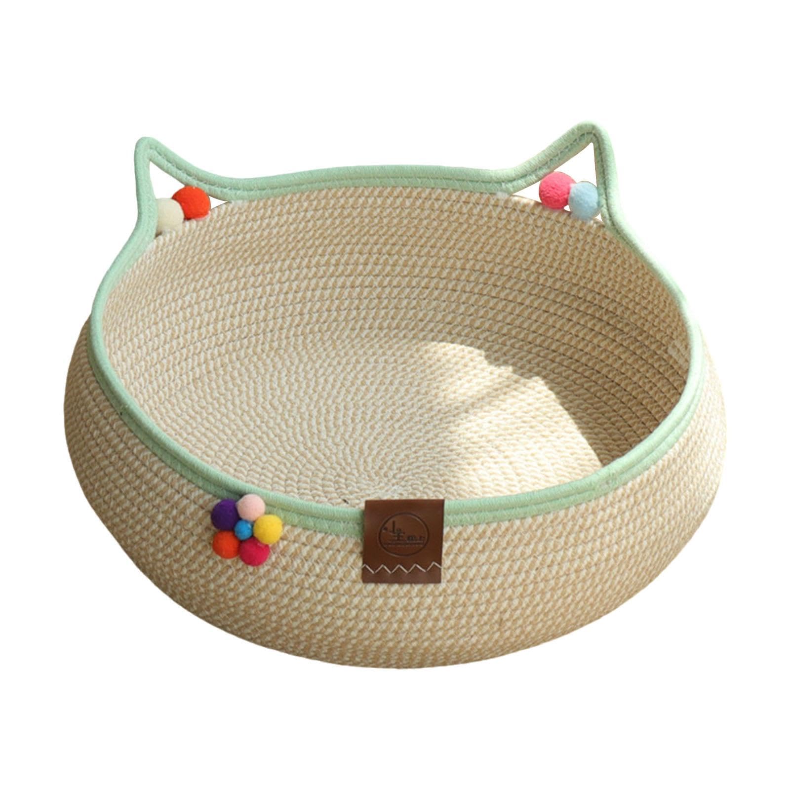 Milageto Panier tissé pour Chat, lit de Couchage pour Animaux de Compagnie, Panier Universel pour Chat Toutes Saisons, nid Portable pour Chaton, griffoir pour, L