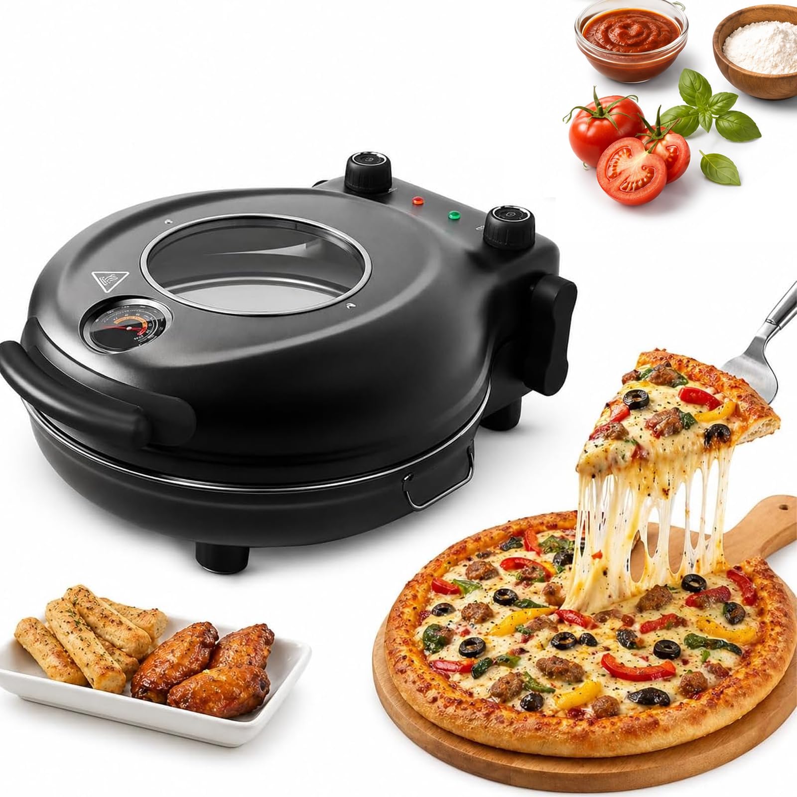 Forno per Pizza Elettrico con Pietra in Ceramica Antiaderente da 31CM