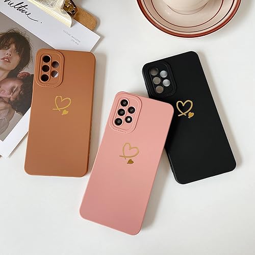 Miniatura 3 de Qokey Funda compatible con Galaxy A12 de 6.5 pulgadas, diseño de corazón de amor chapado en oro con protección anticaídas para el lente de la
