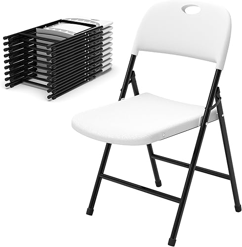 Miniatura 9 de Sillas plegables, silla plegable de plástico, sillas plegables de metal resistente de plástico para exteriores, asiento comercial plegable Negro