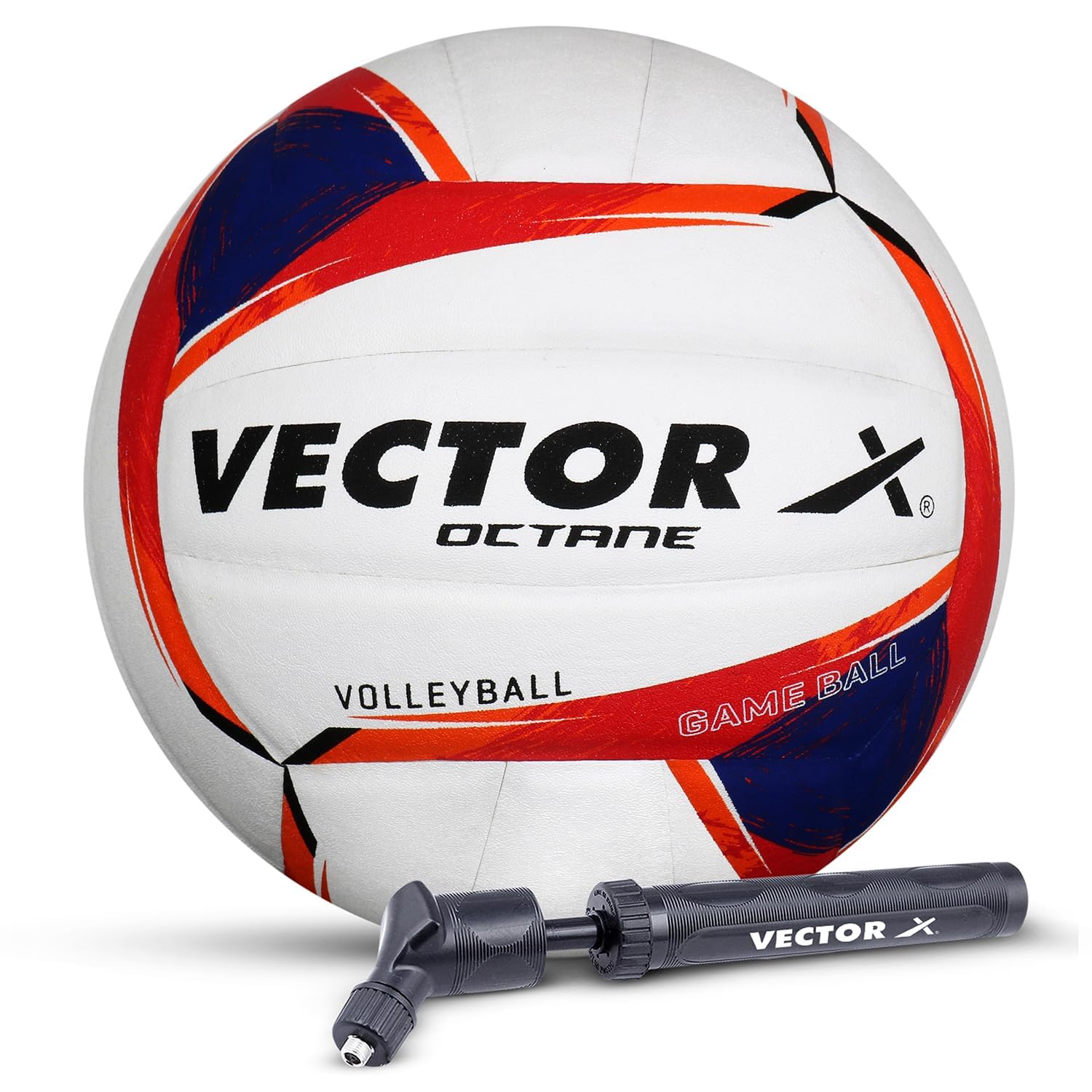 Vector X 18 Panel Microfibre PU Moulded Indoor/Outdoor Volleyball with Butyl Bladder, White-Blue-Red, Size: 4 (Suitable for Practice/Match/Training) + Free Air Needle-picture-28