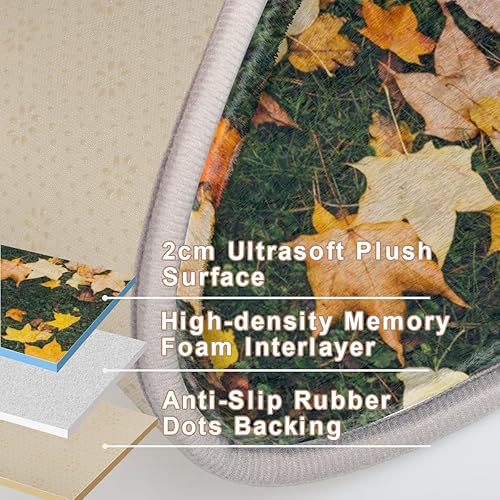 Miniatura 7 de Maple Leaves Bathroom Rug Mat Memory Foam Soft Plush Area Rug Non-Slip Absorbent Oval Rug for Bedroom Bathroom Bathtub Shower (Oval, 40×60cm)