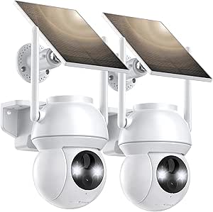 Solar Security Cameras Wireless Outdoor 2K 360° View Battery Powered Cameras for Home Security Camera System with Spotlight Color Night Vision WiFi Camera Outdoor Motion Sensor 2-Way Talk 2 Pack asin的图片