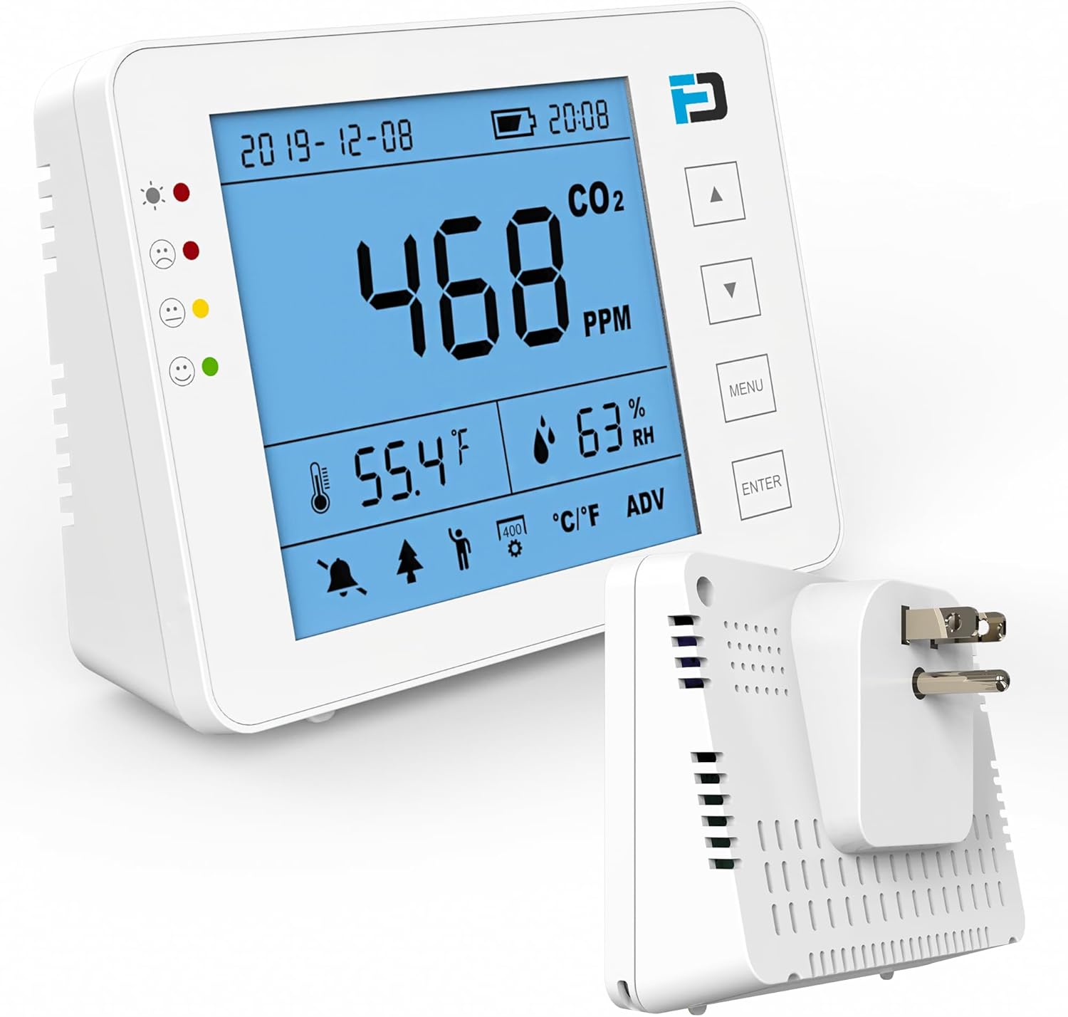 Carbon Dioxide Monitor Wall Plug-in AC by Forensics | AB841 Compliant Alarms for Classrooms | AC Power Direct to Wall | 10 Year Life | CO2 Meter | Gyms, Offices, Classrooms, Home, Retail |