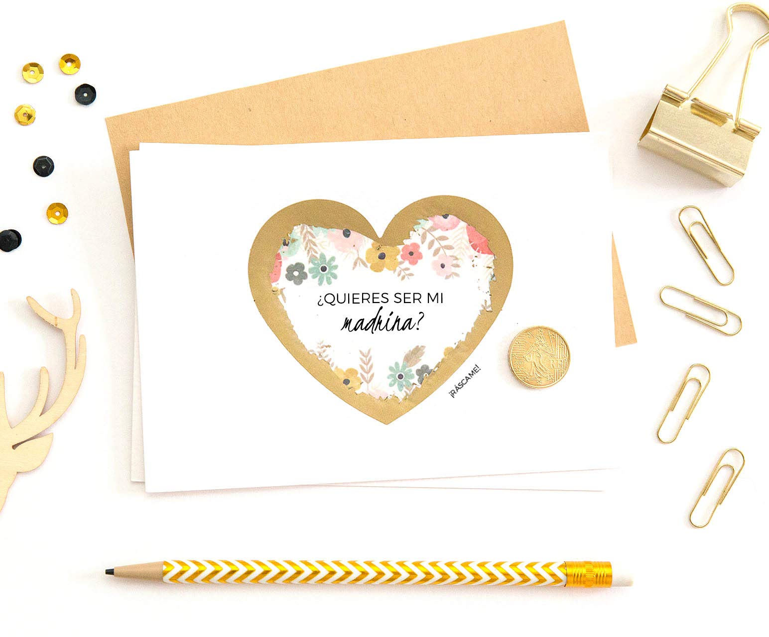 Wild Confetti Tarjeta madrina ⎪Tarjeta Rasca Quieres ser mi madrina (MADRINA)