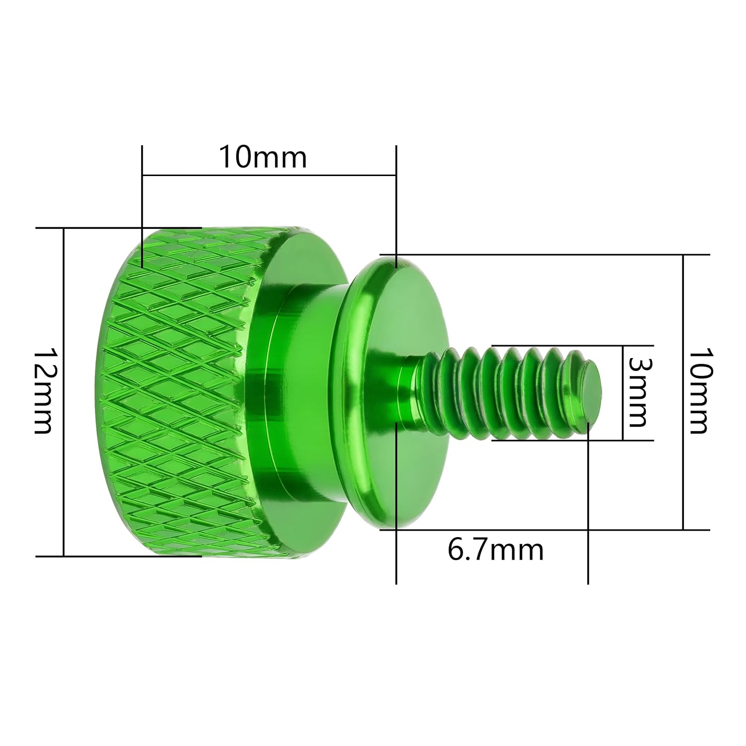 Aluminum Alloy Knurled Thumb Screws 20Pcs (Green, M3)