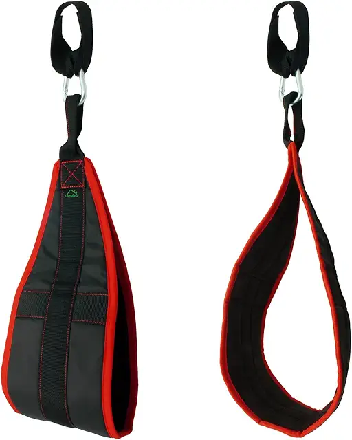 Sangle pour Abdos Rembourrée avec Mousqueton - Exercices Fitness Suspension - Noir