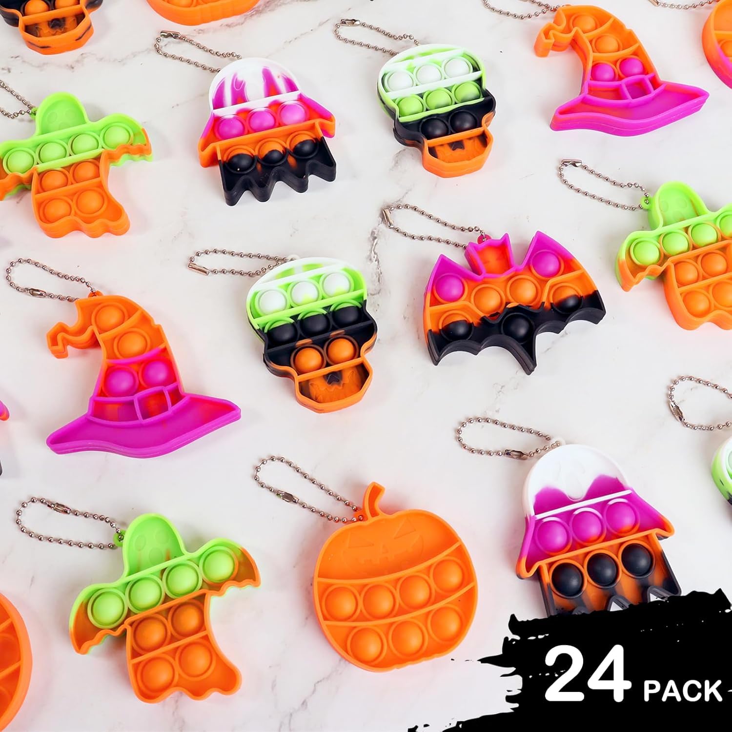 Amyang 24 Pack Party Bag Fillers for Kids - Mini Fidget Sensory Pop Toys for Kids Boys Girls Halloween Party Bag Fillers, Halloween Treat Bags Gifts