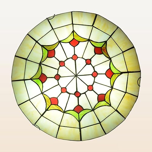 Miniatura 4 de Tiffany - Lámpara de techo con vitrales empotrados, hecha a mano, diseño floral, Victoria decorativa Chandelie para comedor, sala de estar,