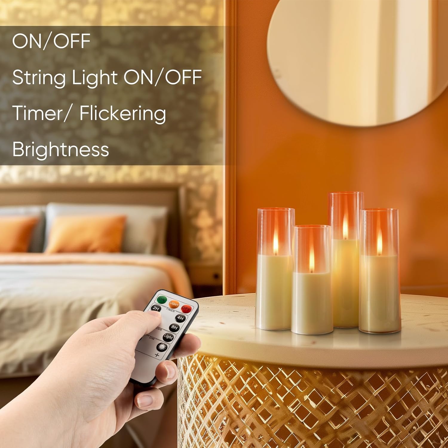 Homemory Ivory Flameless LED Candles with Remote Control & Timer, Battery Operated, Modern Design, Set of 7 for Home Decor, Wedding, or Events