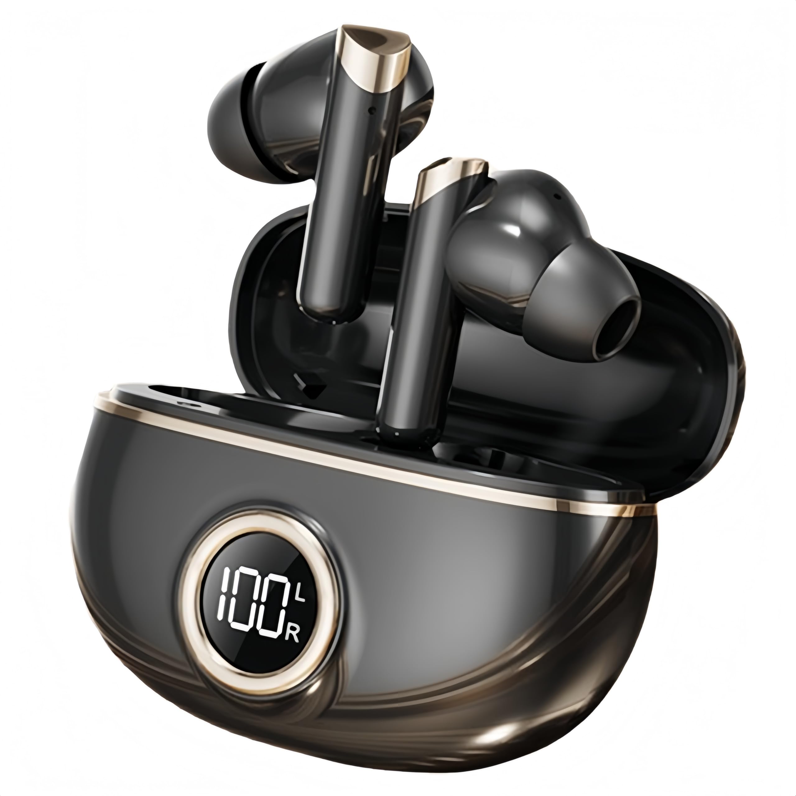 Wireless Earbuds, Bluetooth 5.4 Headphones Bass Stereo, Ear Buds with Noise Cancelling Mic LED Display, IP7 Waterproof in Ear Earphones, 42H Playtime