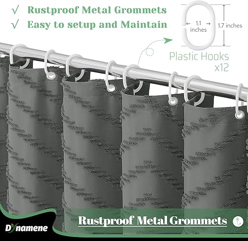 Vista 117 de Dynamene - Cortina de ducha, bohemia y rústica con rayas con chebrón en relieve, cortina texturizada para decoración de baño, juego de cortina A.