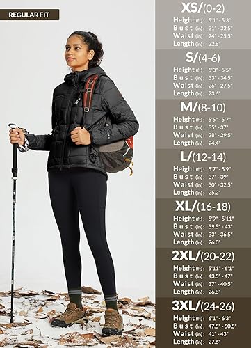 Miniatura 7 de BALEAF Chaqueta acolchada ligera para mujer, plegable, resistente al agua, con capucha, abrigo acolchado cálido para invierno y viento