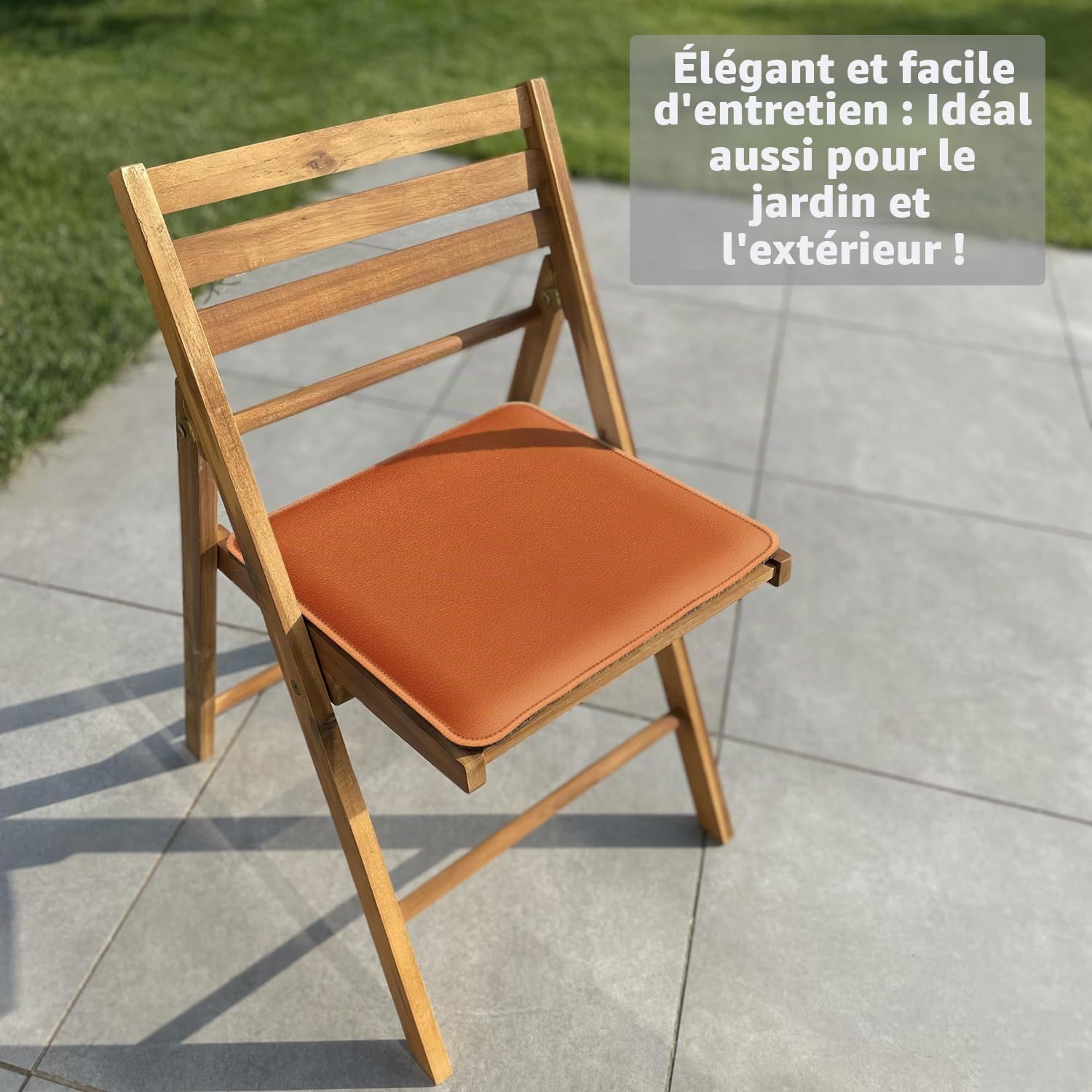 Miqio Design Coussin de siège | Coussin reversible rectangulaire en feutre et similicuir | Coussin de chaise 35x35 cm | Lot de 4 | Assise pour banc et chaise | Gris foncé-Coñac