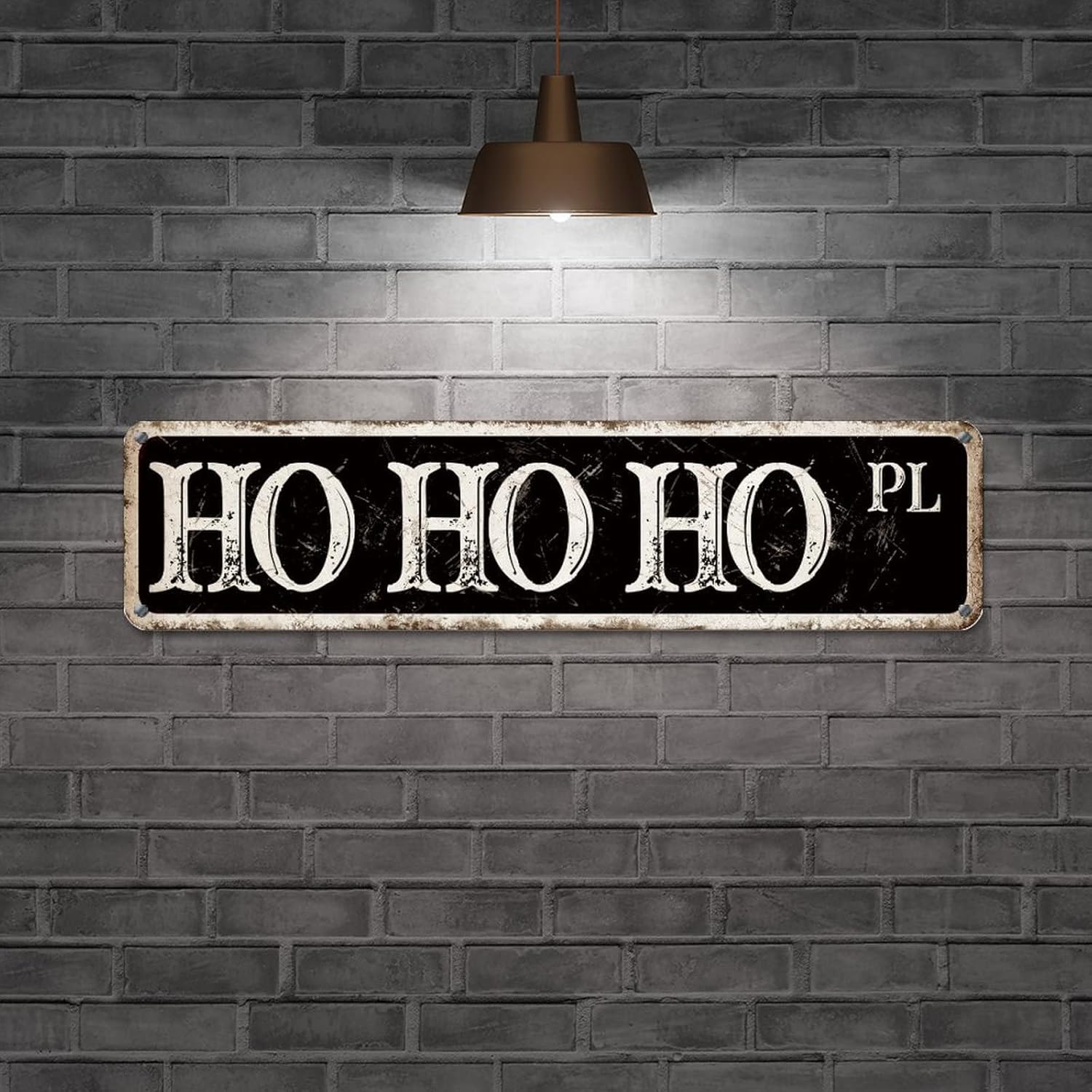 Personalized HO HO HO Street Sign Merry Christmas Signs Christmas Decorations Metal Tin Sign Vintage Indoor & Outdoor Decor for Home Man Cave Door Porch Garden Party 24x6in