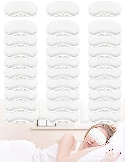 Eye Mask Sleep Masks Pack of 30 PorsMing Sleeping Mask Blindfold Eye Cover Team Building Games Party with Nose Pad and Adjustable Strap for Women Men Kids 4 Layers Colors (30 Pieces of White)