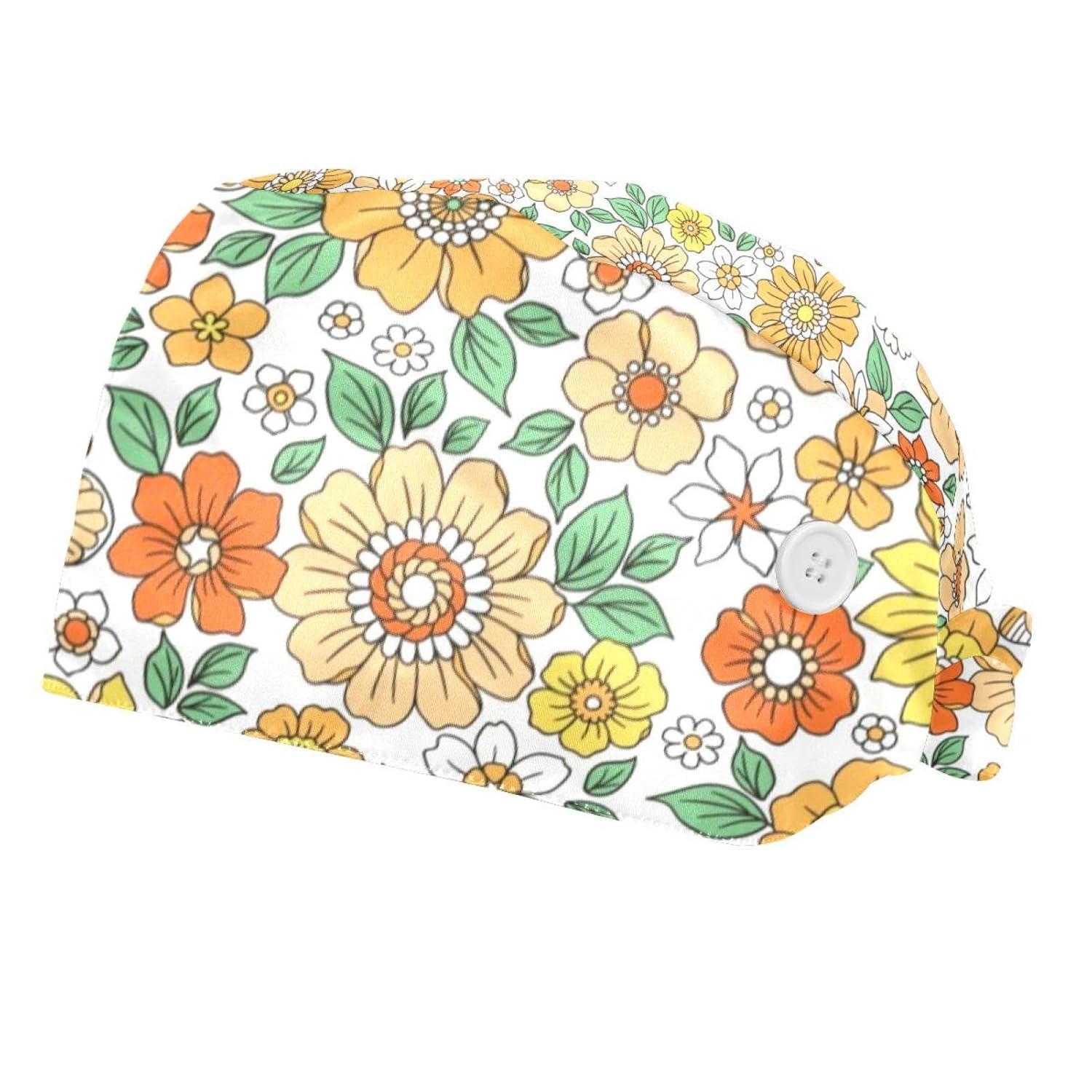 Color Dark Flower 2 Packs Unisex Scrub Caps Surgical Women with Button Adjustable Hats Surgical Caps for Women