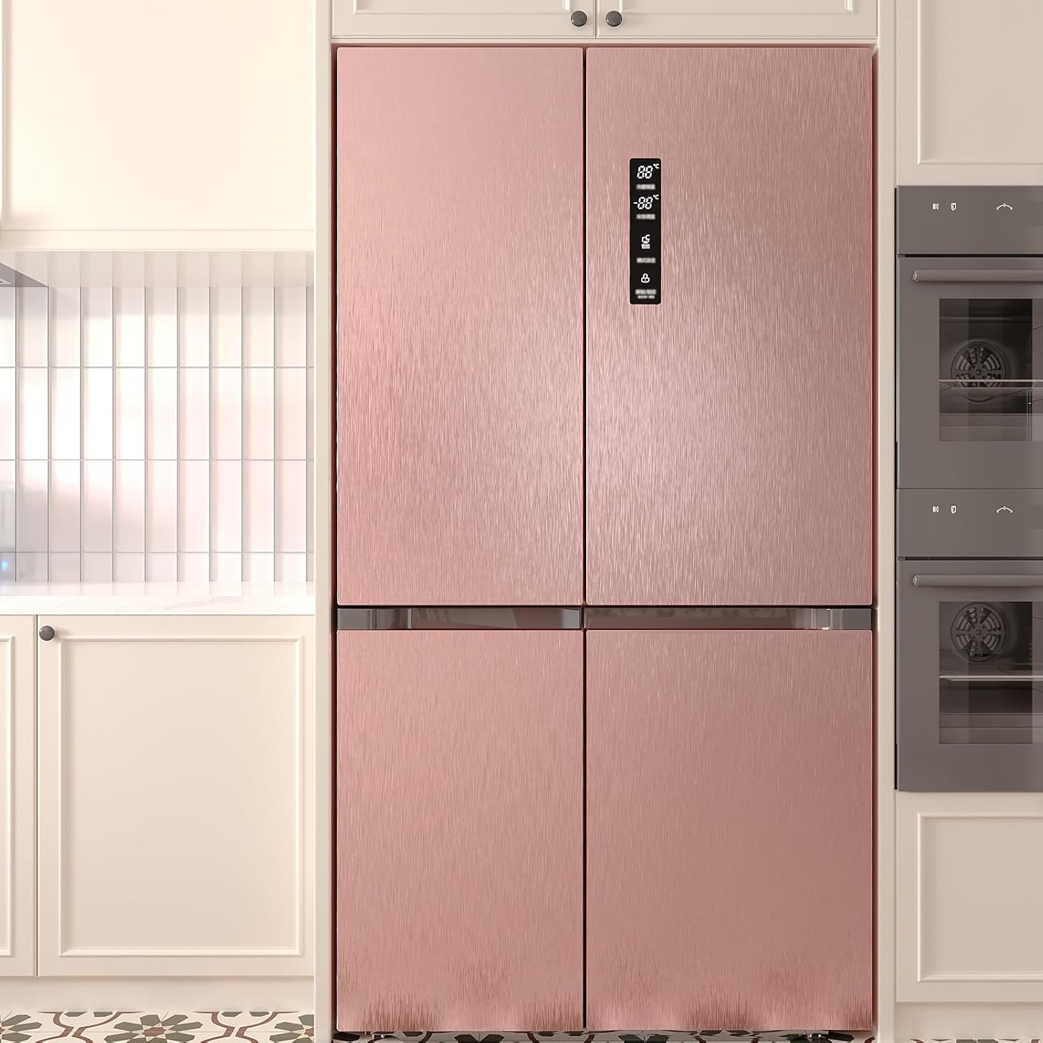 VEELIKE Thick Rose Gold Stainless Steel Contact Paper Peel and Stick Thick Brushed Metallic Wallpaper for Appliances Refrigerator Wrap 24''x354'' Self Adhesive Waterproof Vinyl for Fridge Dishwasher