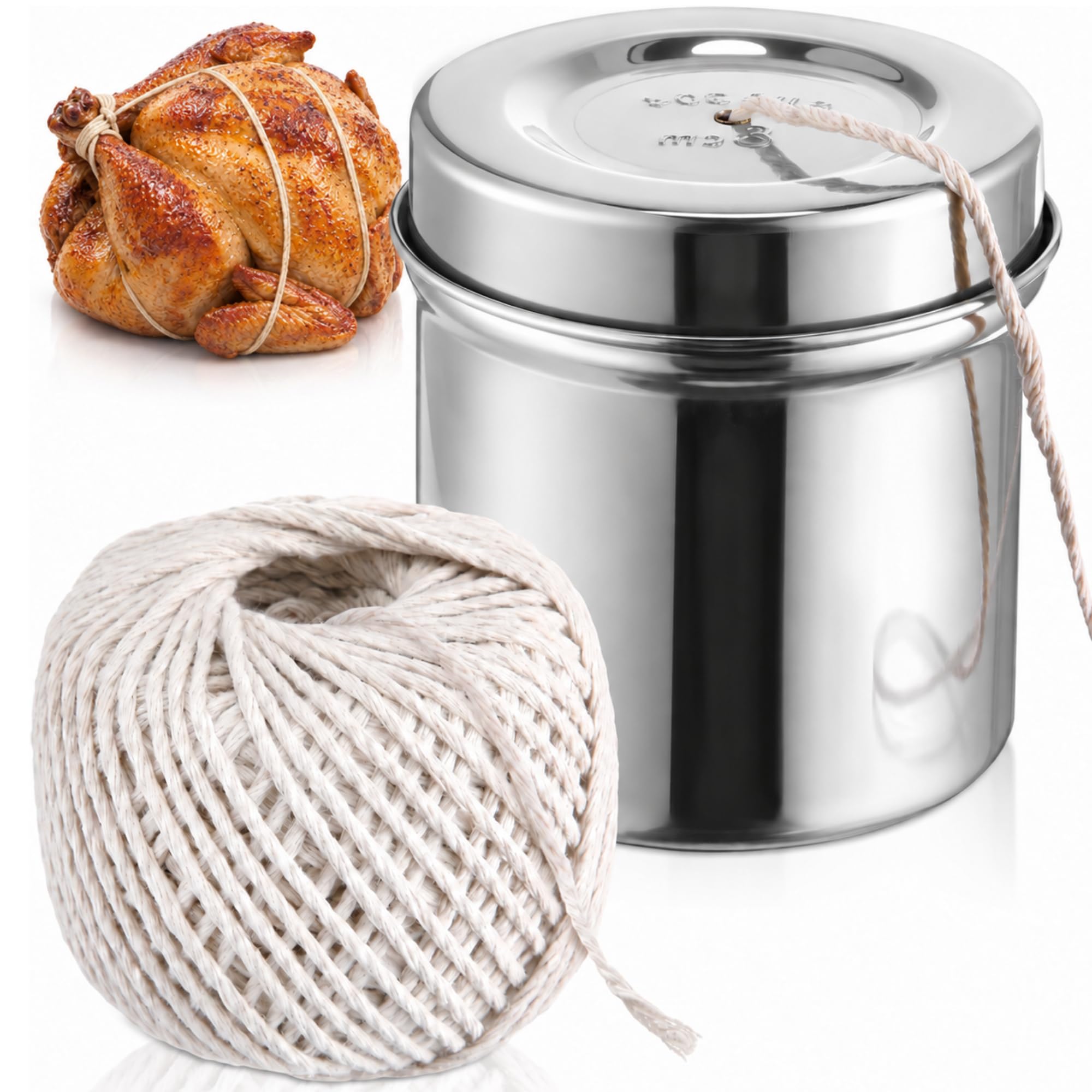 1 Set Kitchen Twine with Stainless Steel Dispenser Butcher Twine, White