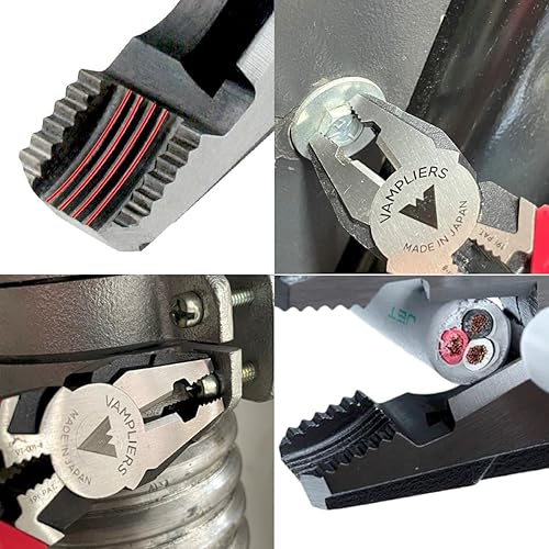 Miniatura 2 de VAMPLIERS Juego de 2 alicates extractores de tornillos. Fabricado en Japón alicates Linesman de 8 pulgadas + alicates multiusos de óxido negro de