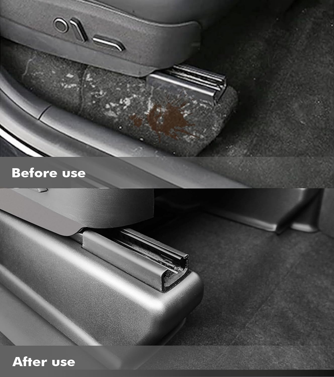 PM Auto Seat Slide Rail Cover for Tesla Model Y Accessories 2020-2024 Under Seat Wrap Corner Guards Slide Rail Protector Kit Full Front, Side and Rear Kick Pad Corner Cover