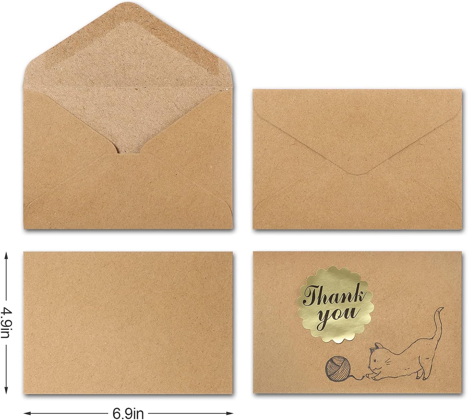 Outus 800 Pieces Gift Cards Envelopes Mini Brown Kraft Envelopes Sleeve for Small Gift Cards Invitations Business Notes Tiny Mini Greeting 4 x 2.76 Inches