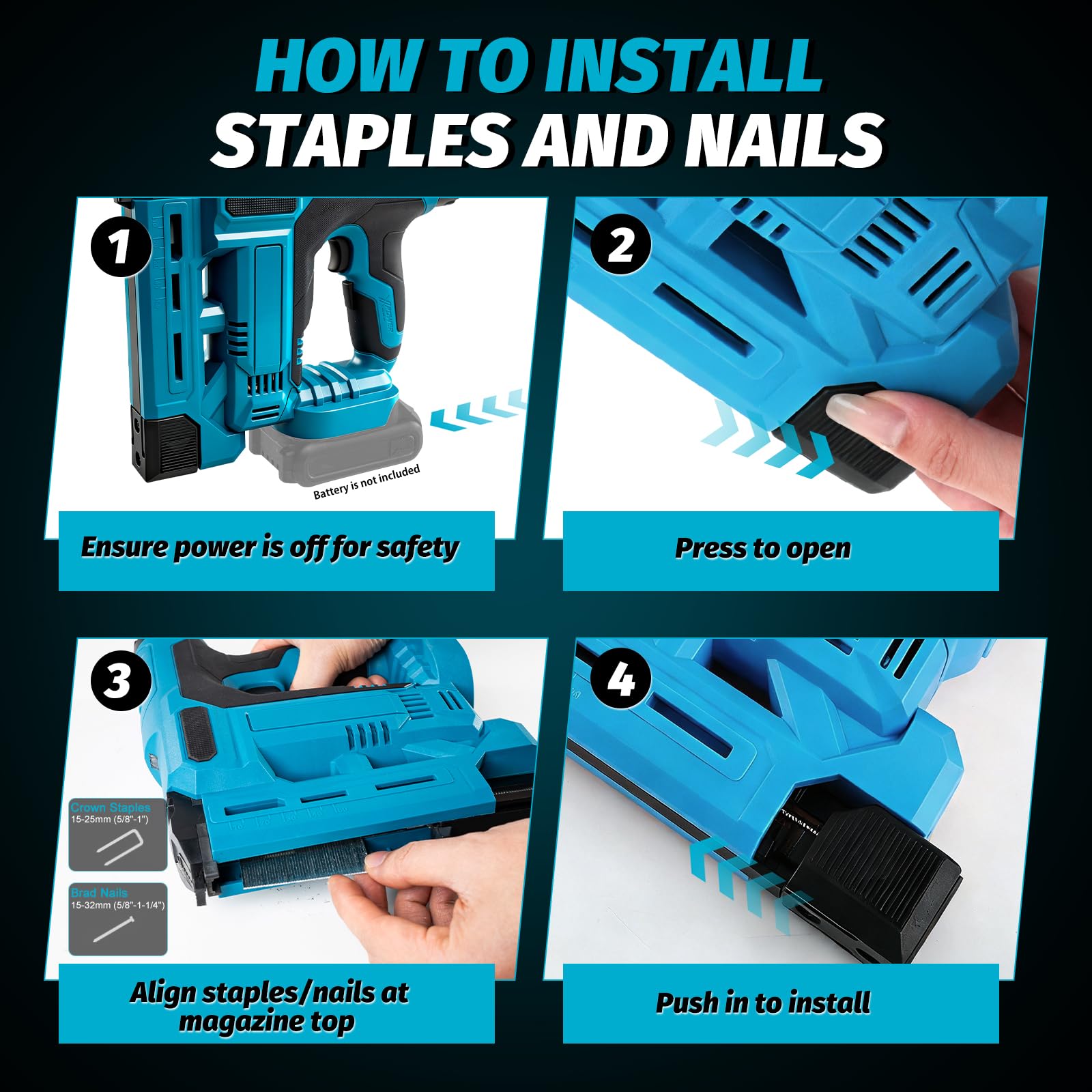 Chiodatrice Brad a Batteria per Makita 18V, Pistola per Unghie Senza Fili 2 in 1 con 2000 chiodi/graffette Pistola Sparachiodi Elettrica Per la ristrutturazione della casa e la lavorazione del legno