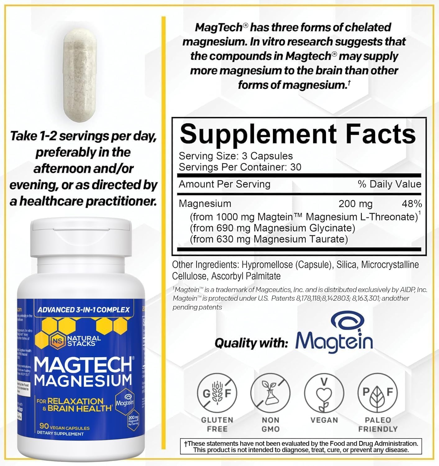 MagTech Magnesium Complex with Glycinate, L-Threonate & Taurate - 90 Count — Amazon image 6