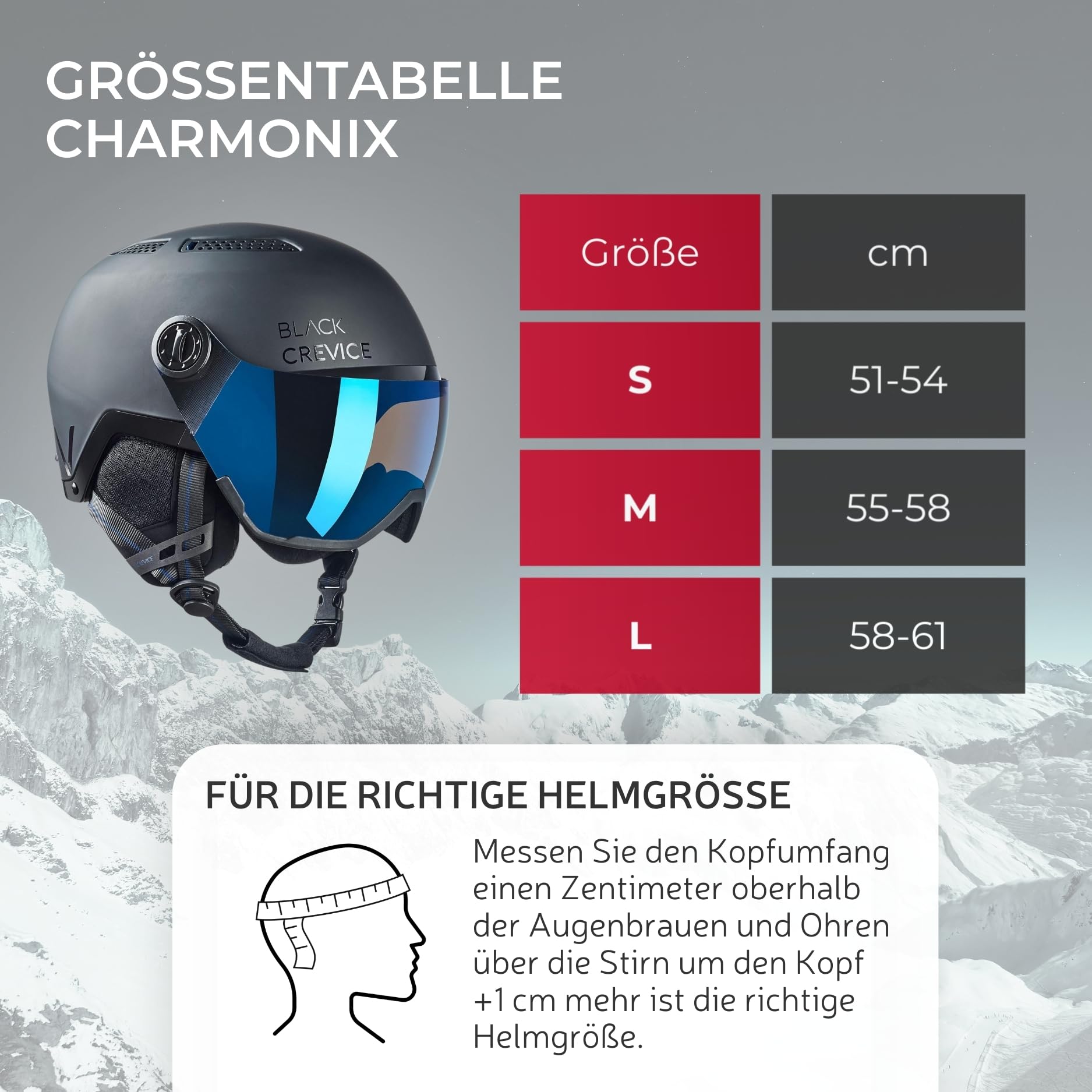 BLACK CREVICE Skihelm Chamonix I Skihelm mit Visier im Pilotenstyle I Skihelm Herren & Damen I Unisex Snowboard-Helm I Atmungsaktiver Ski-Helm I Größenverstellbar