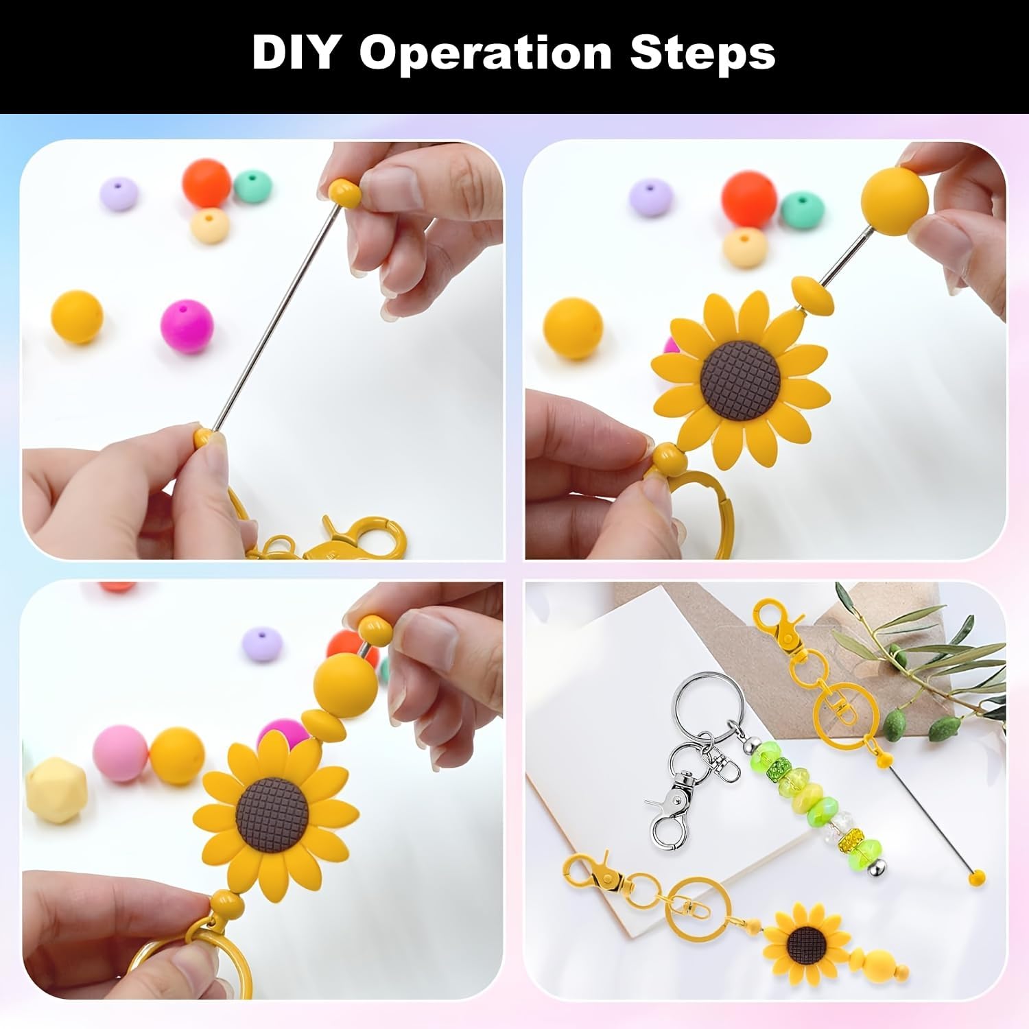 12/24 Set Beadable Keychain Bars, Metal Blank Keychain Blanks for DIY Craft Jewelry Making, Bulk Supplies for Keychain