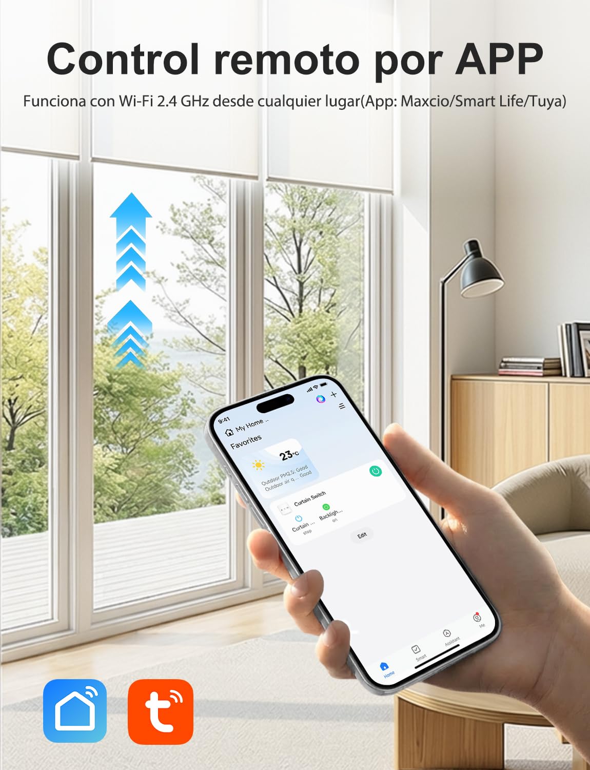 【LED Controlable】Alexa Interruptor Persiana, Maxcio Interruptor Wifi Compatible con Alexa y Google Home, Control de APP y Función de Temporizador, para Motor Persiana, Motor Tubular-4 Packs