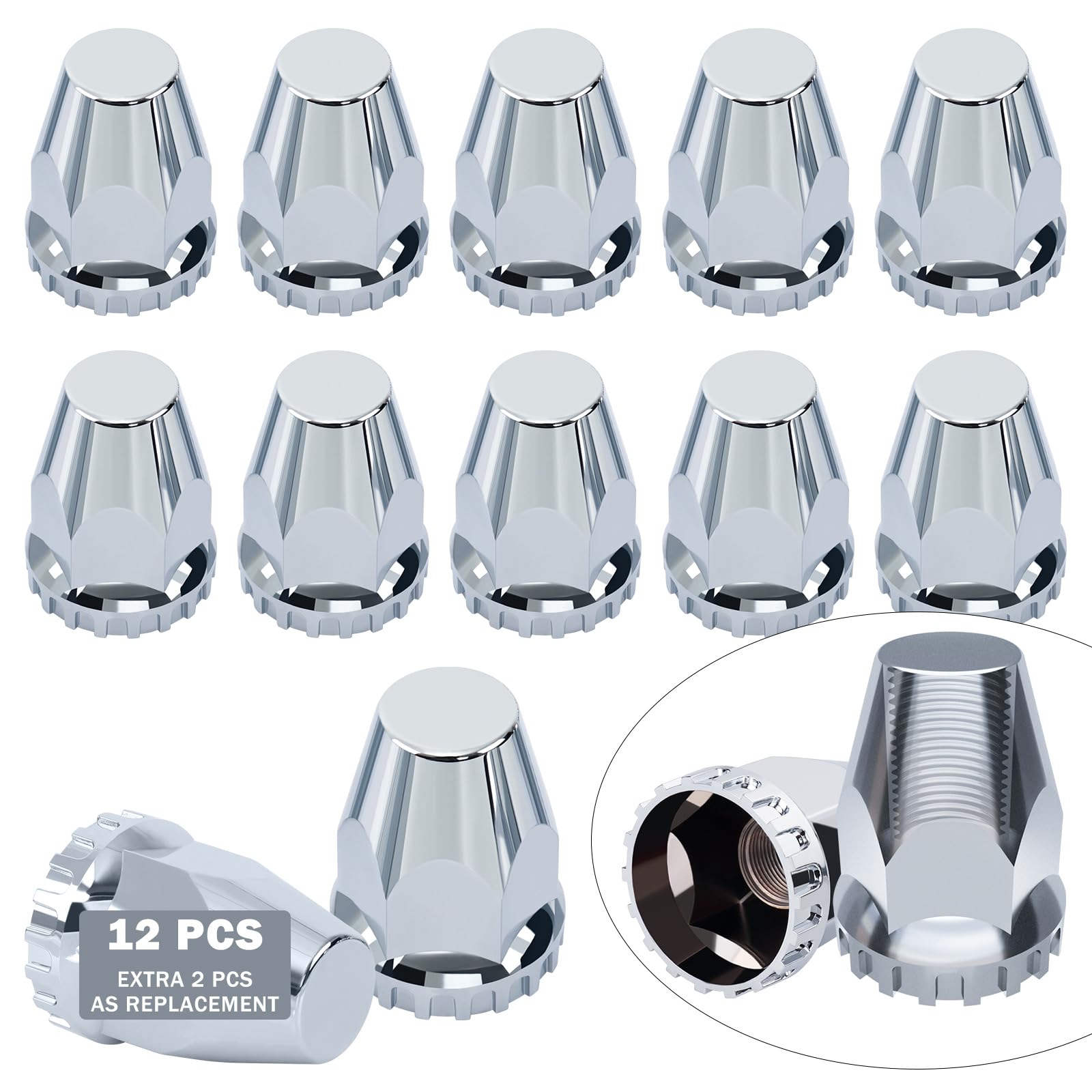 Trux Accessories 33mm Lug Nut Covers With Flange, 60 Ct., Chrome, Model# TNUT-C1 | Northern Tool - View #5