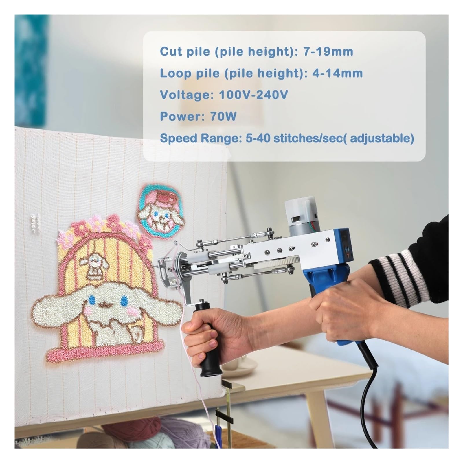 Zestaw Do Pikowania Dywanów Z Elektrycznymi Pistoletami, Czarno-biały, Pętelkowy, DIY, Haft, Wyświetlacz Cyfrowy, Narzędzia Bezpieczny I łAtwy W UżYciu