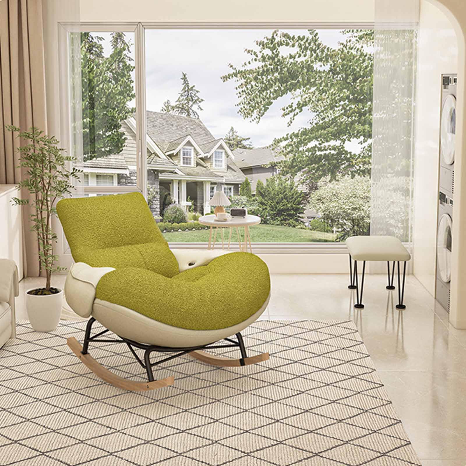 Sillón Mecedor Moderno, Sillón Individual, Sillón Reclinable Tapizado, Sillón Mecedor Para Sala De Estar, Sillón Moderno Para Dormitorio, Sala De Estar, Tela Suave Y Agradable Para La Piel,Gris