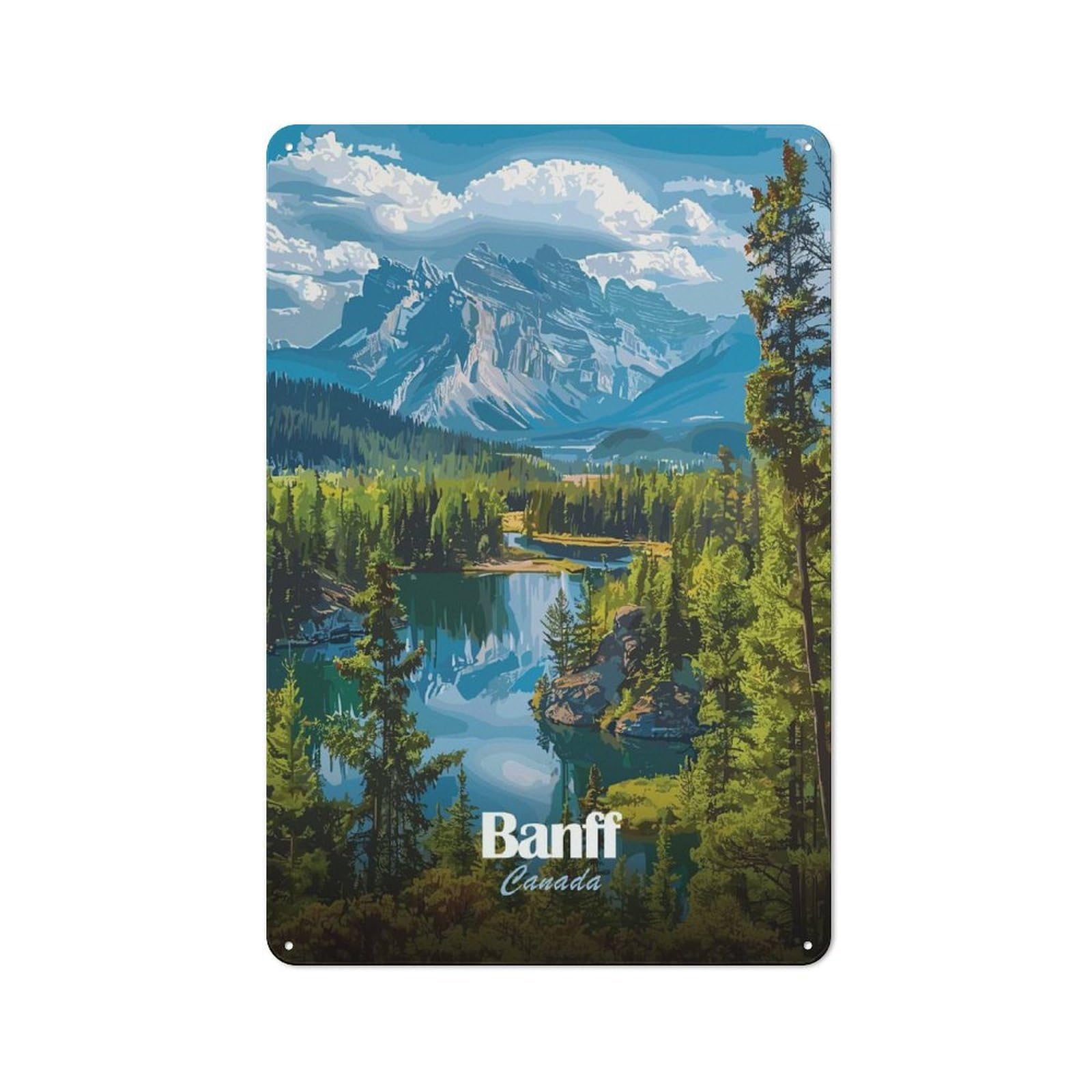 Junmoney Banff Canada Landscape Vintage Tin Sign 30X20cm Featuring For Workshop Wall, Gift For Metal Sign Collectors During The Christmas Season