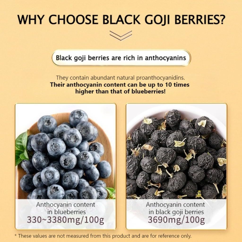 Goji Negro Premium | 250g / 8,82oz | Sin Azufre | Sin Aditivos, Natural | Ideal Para Regalos Y Bienestar Diario
